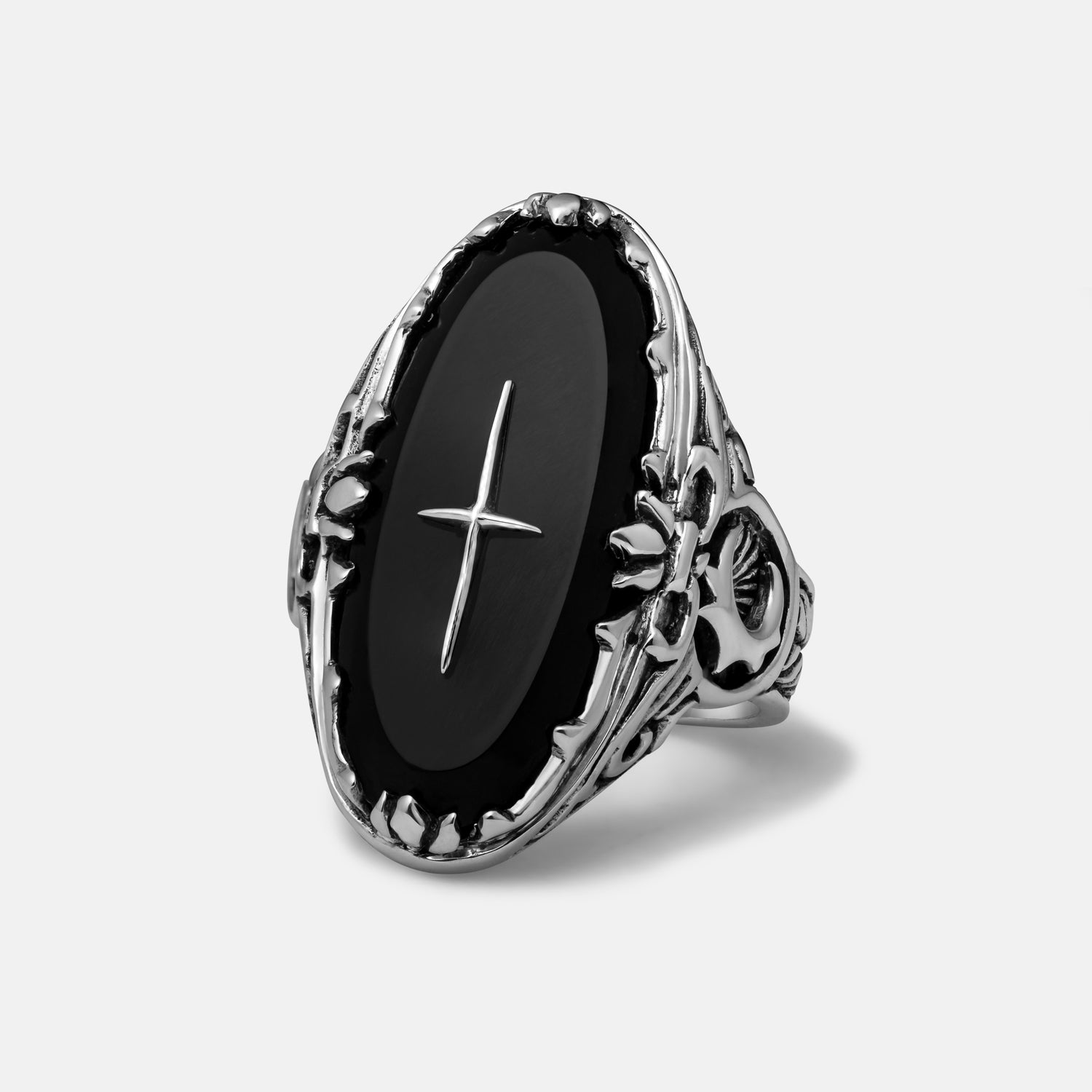 Due North Silver Ring with Onyx Stone