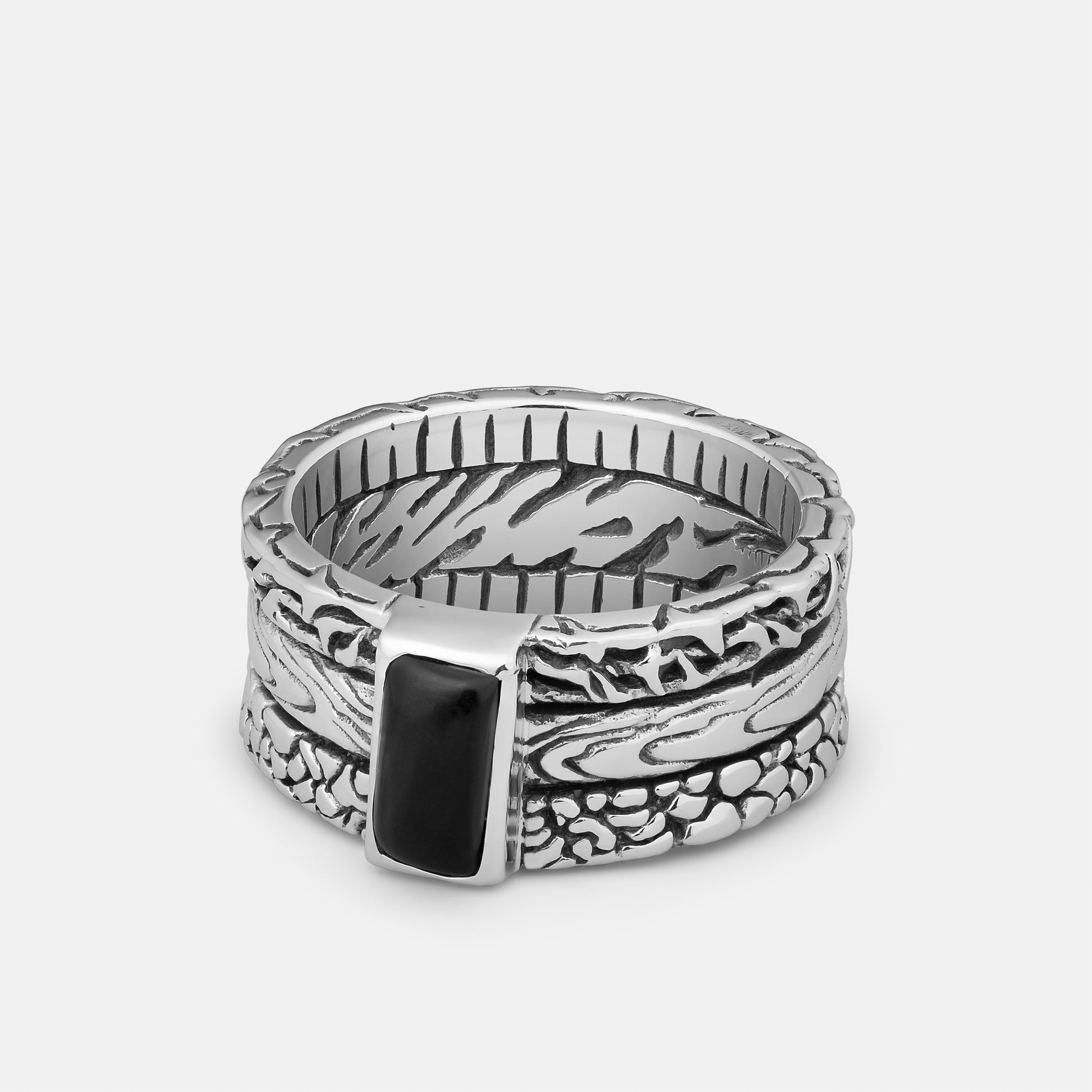 Clocks and Colours Stoa Ring, Sterling Silver with Black Onyx