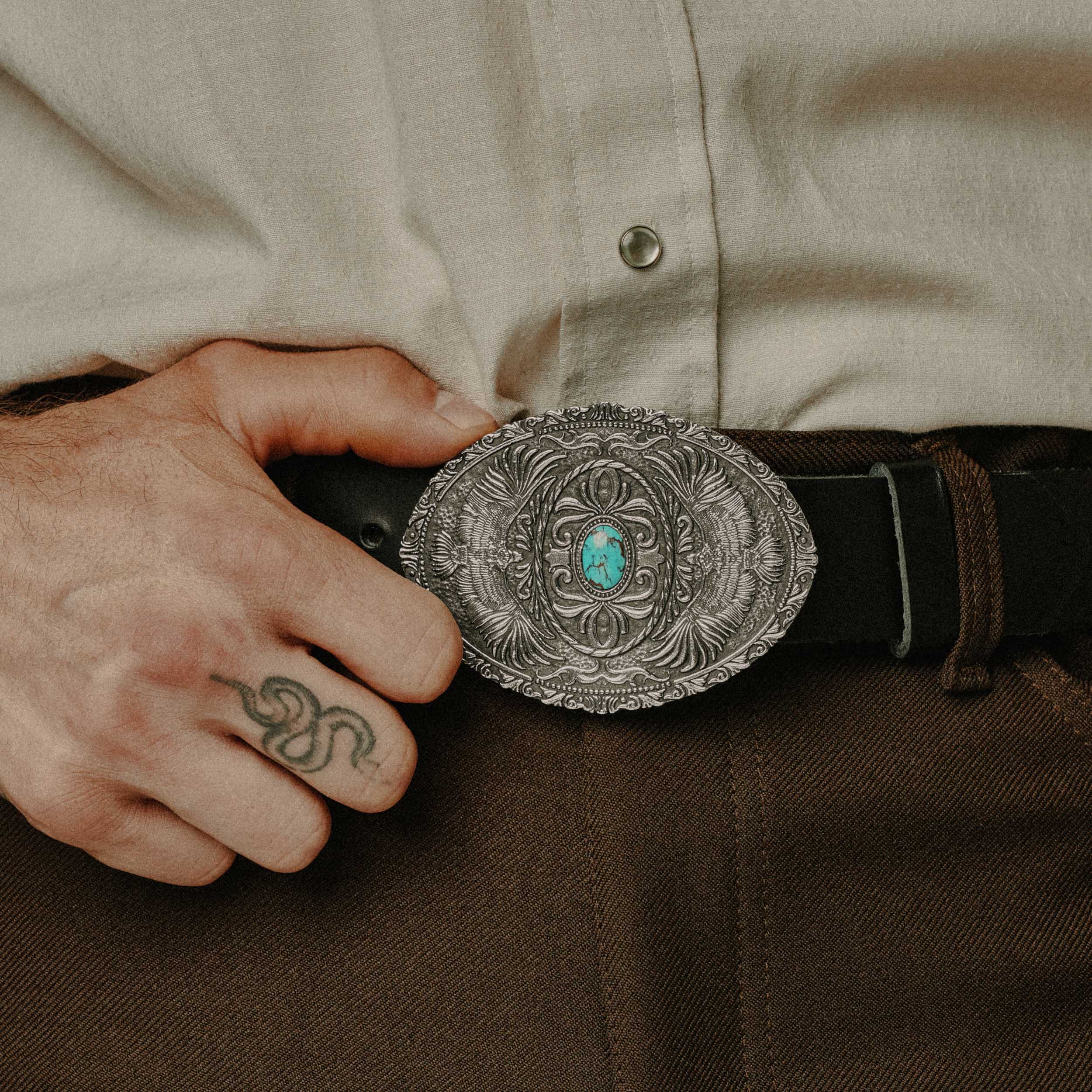 Stewart and 2024 Marie turquoise belt buckle